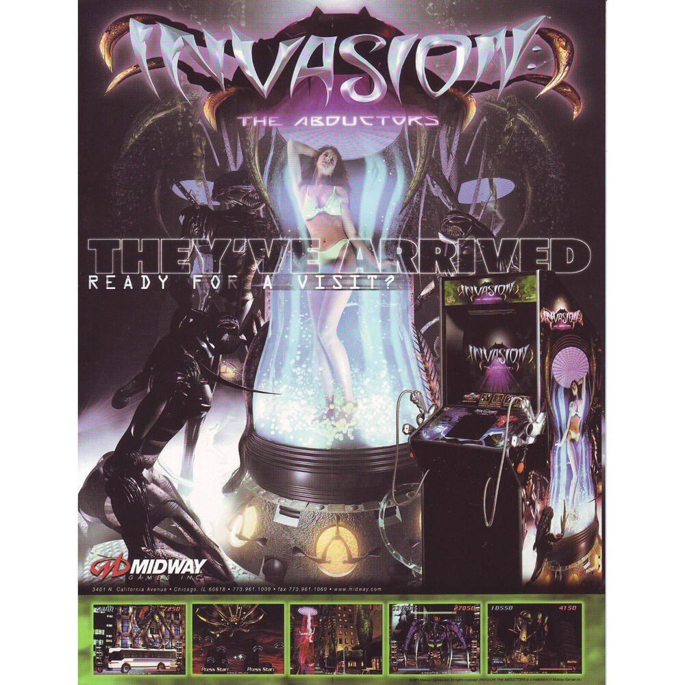 Invasion The Abductors Arcade FLYER Original 1999 NOS Art Print Aliens